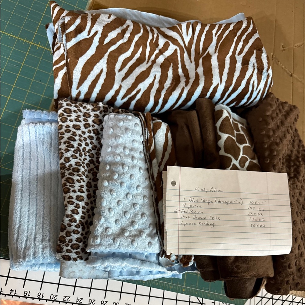 Lot of Brown and Blue Animal Print Mink fabrics